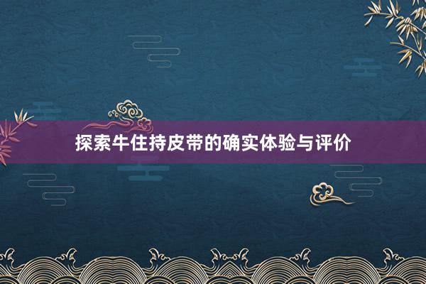 探索牛住持皮带的确实体验与评价